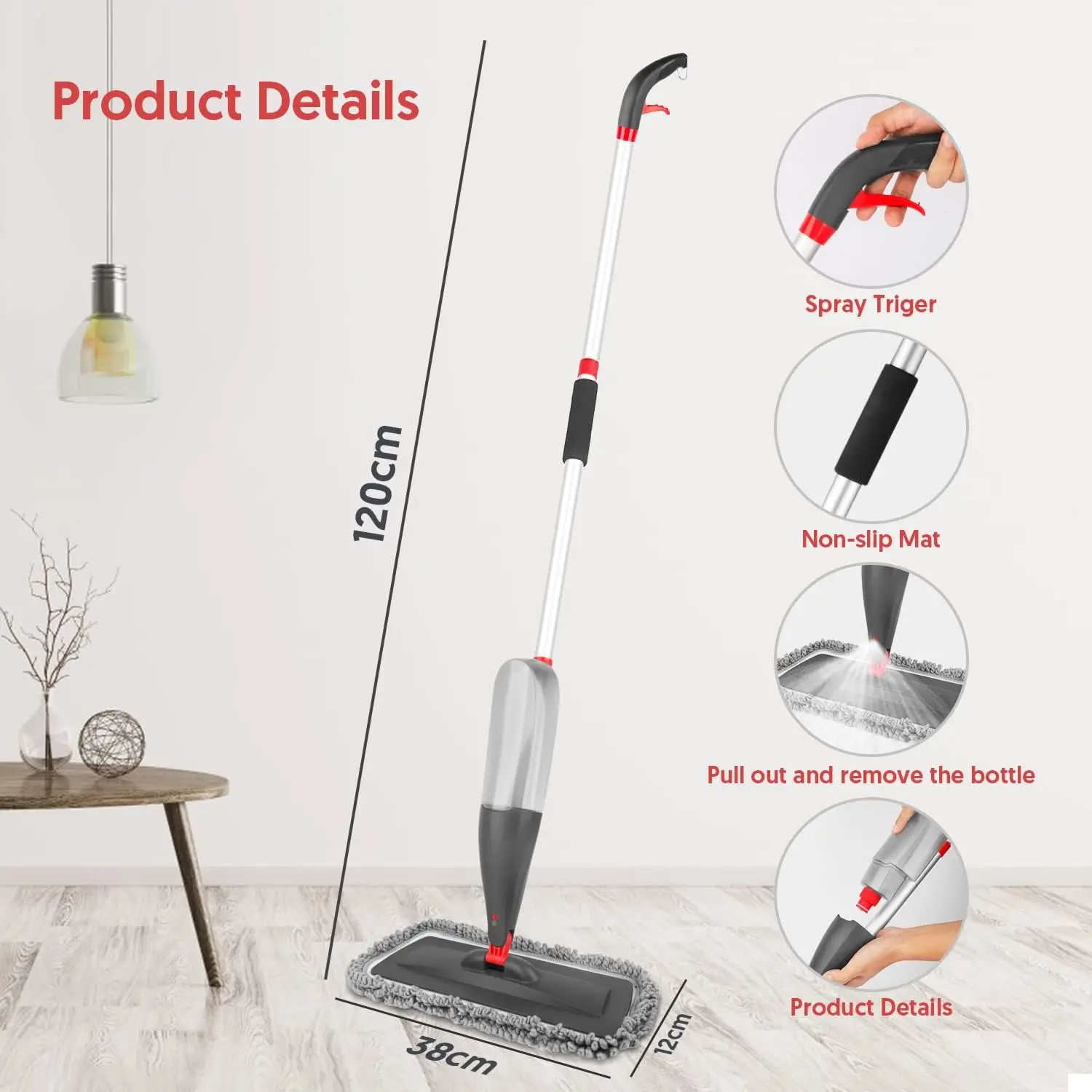 Hot Sale Microfiber Pads 360 Degree Spin Mop Floors Wet Dust Mops for Hardwood Floor Cleaning
