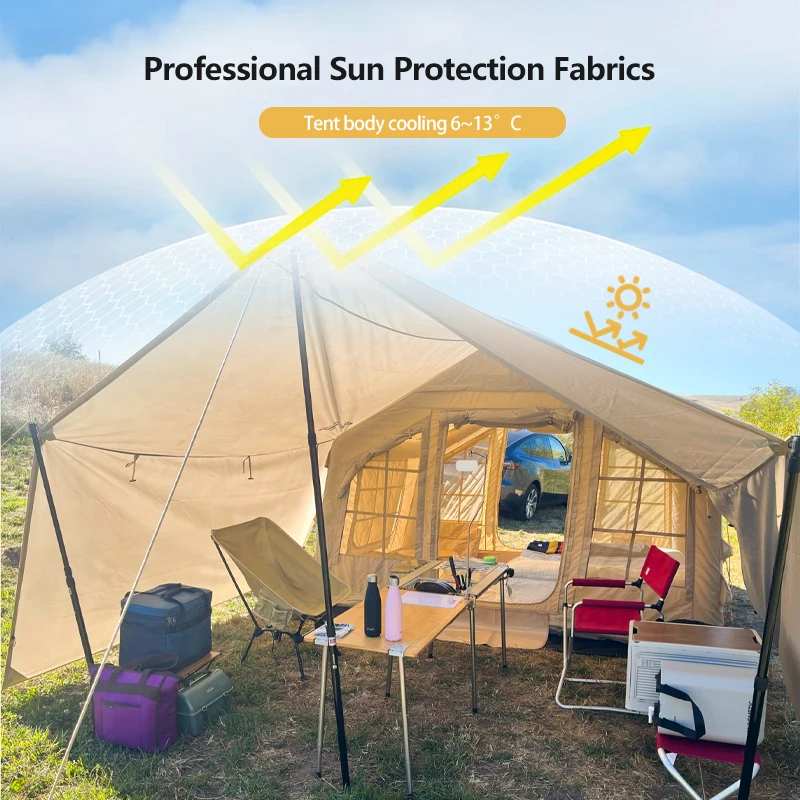 Radiwin 4x8 White Inflatable Waterproof Outdoor Folding Camping Instant Air Tent With Screen Porch For 8 Person People For Sale
