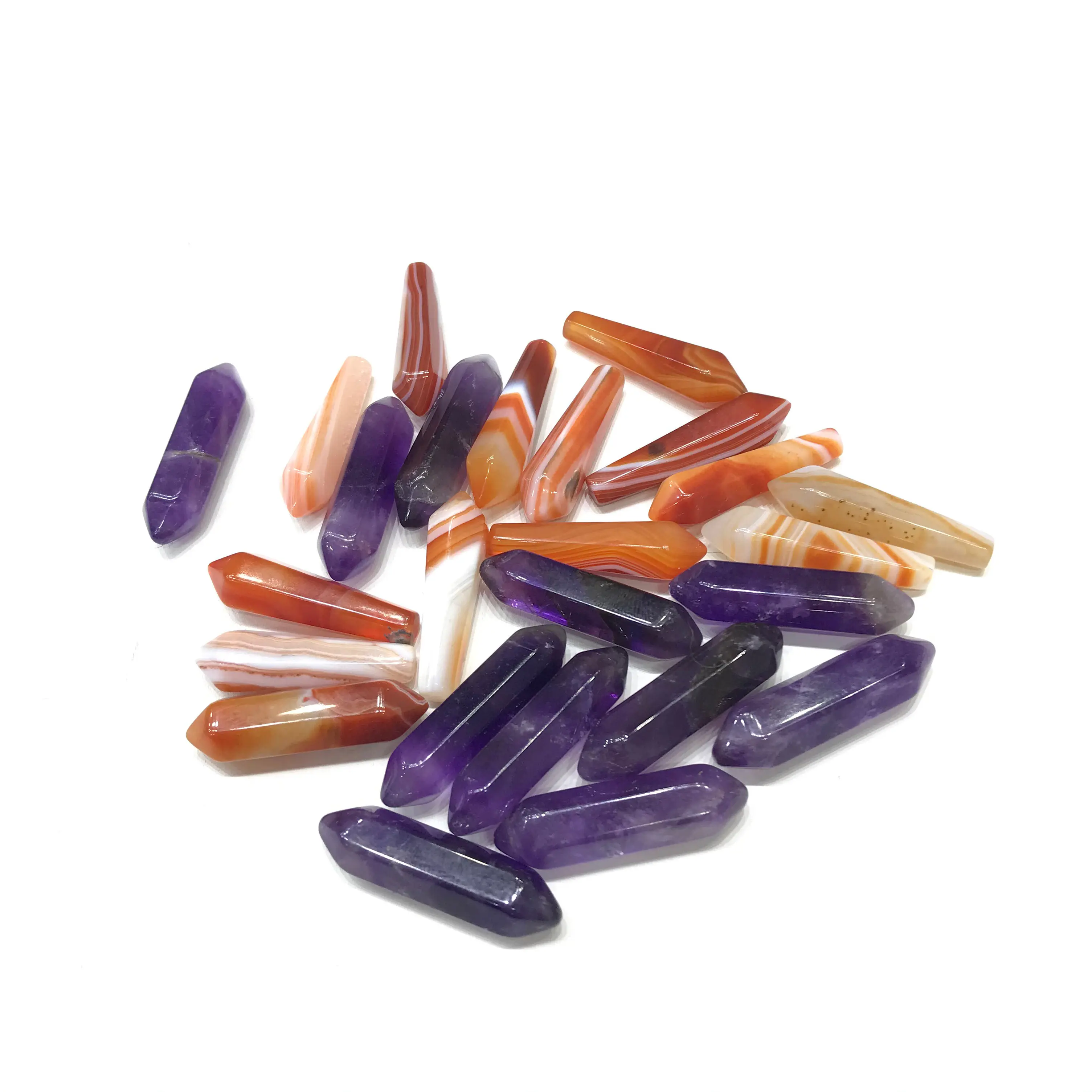 Natural Stripe Red White Carnelian Agate Crystal Mini Point Tower For Decoration pendant Gifts