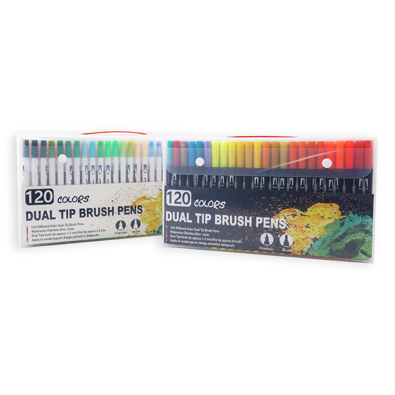 Hot Selling Water-based Non-toxic Ink 100 Colores Brush Pen Art Markers Set Dual Tip Brush Art Marker PAINT MARKERS
