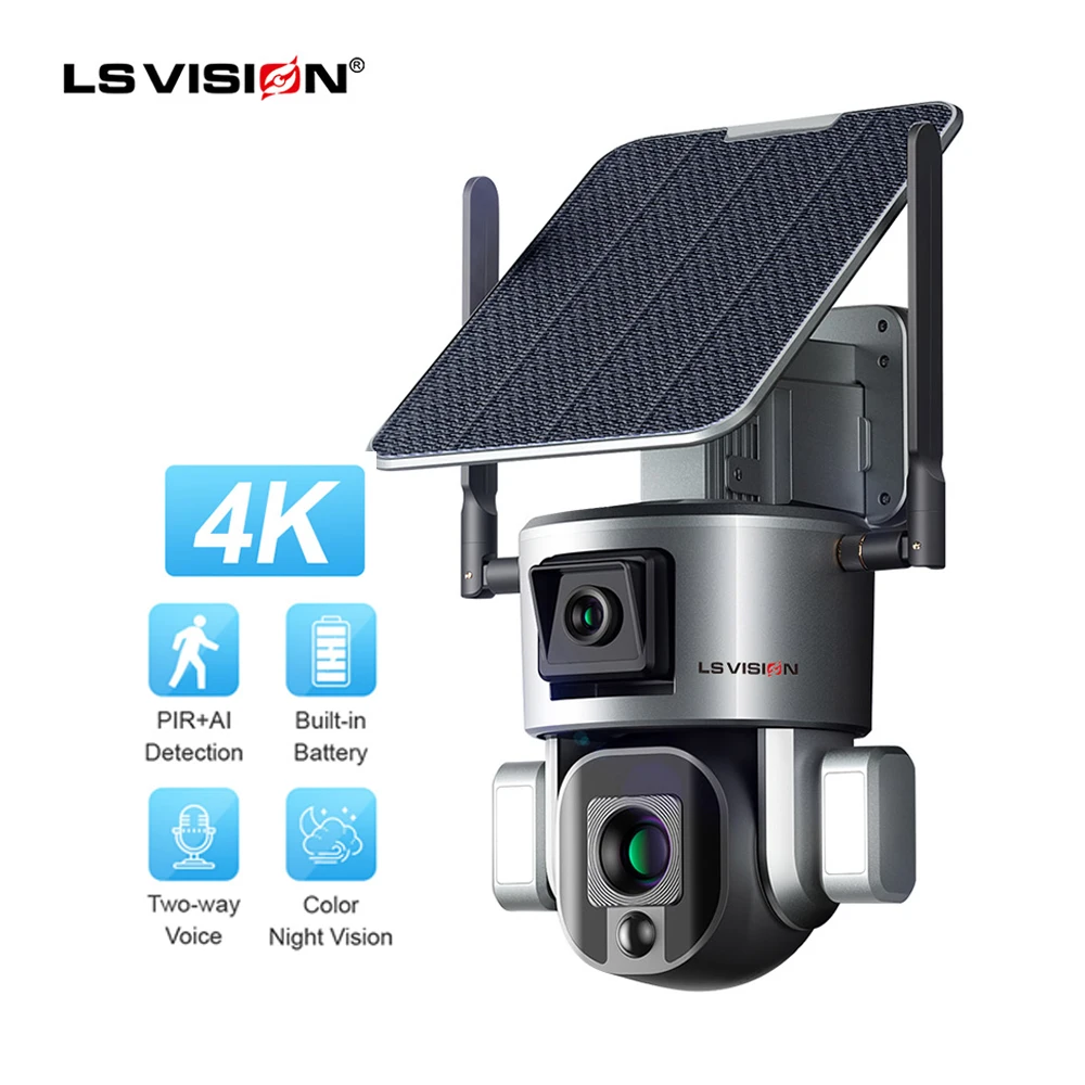 Солнечные камеры LS VISION 8 Мп Wi-Fi солнечная панель домашняя камера видеонаблюдения подключенная к мобильному телефону