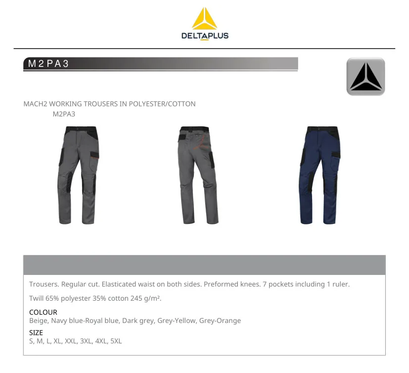 Deltaplus M2PA3 Outdoor Industrial Cargo Outdoor Mechanic Multi Pocket Work Trousers For Men Working Pants