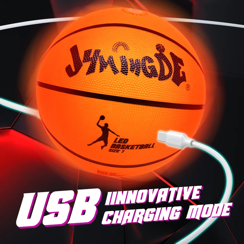 Patent owner factory orange green led light glow up in the dark glowing basket basketball ball