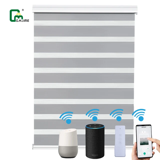 Galime tuya smart wifi zigbee electric roller blind motorized double layers zebra window blinds motorized blinds