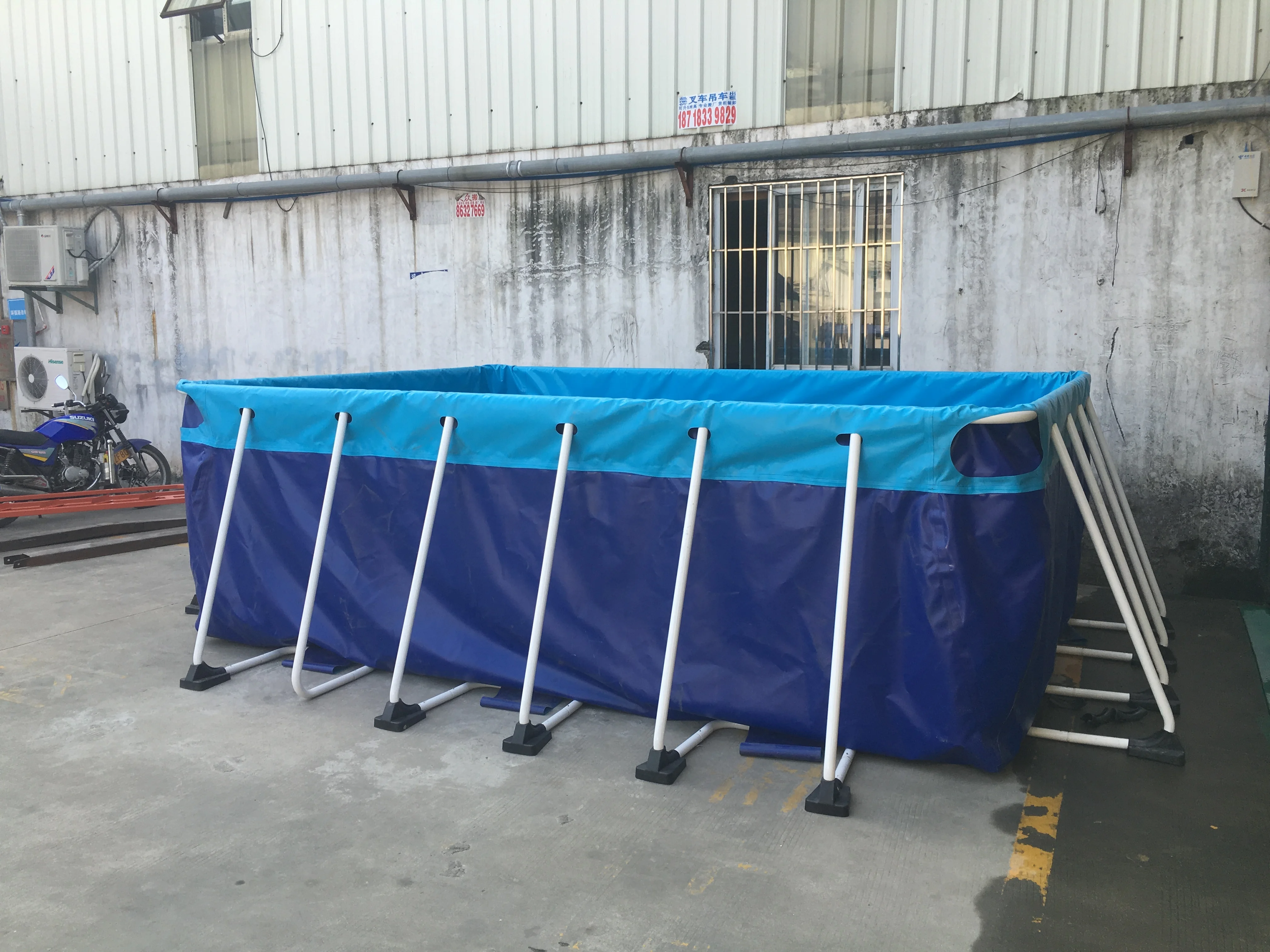 Outdoor Giant Steel Frame Supported PVC Water Swimming Pool For Water Slide Park Games