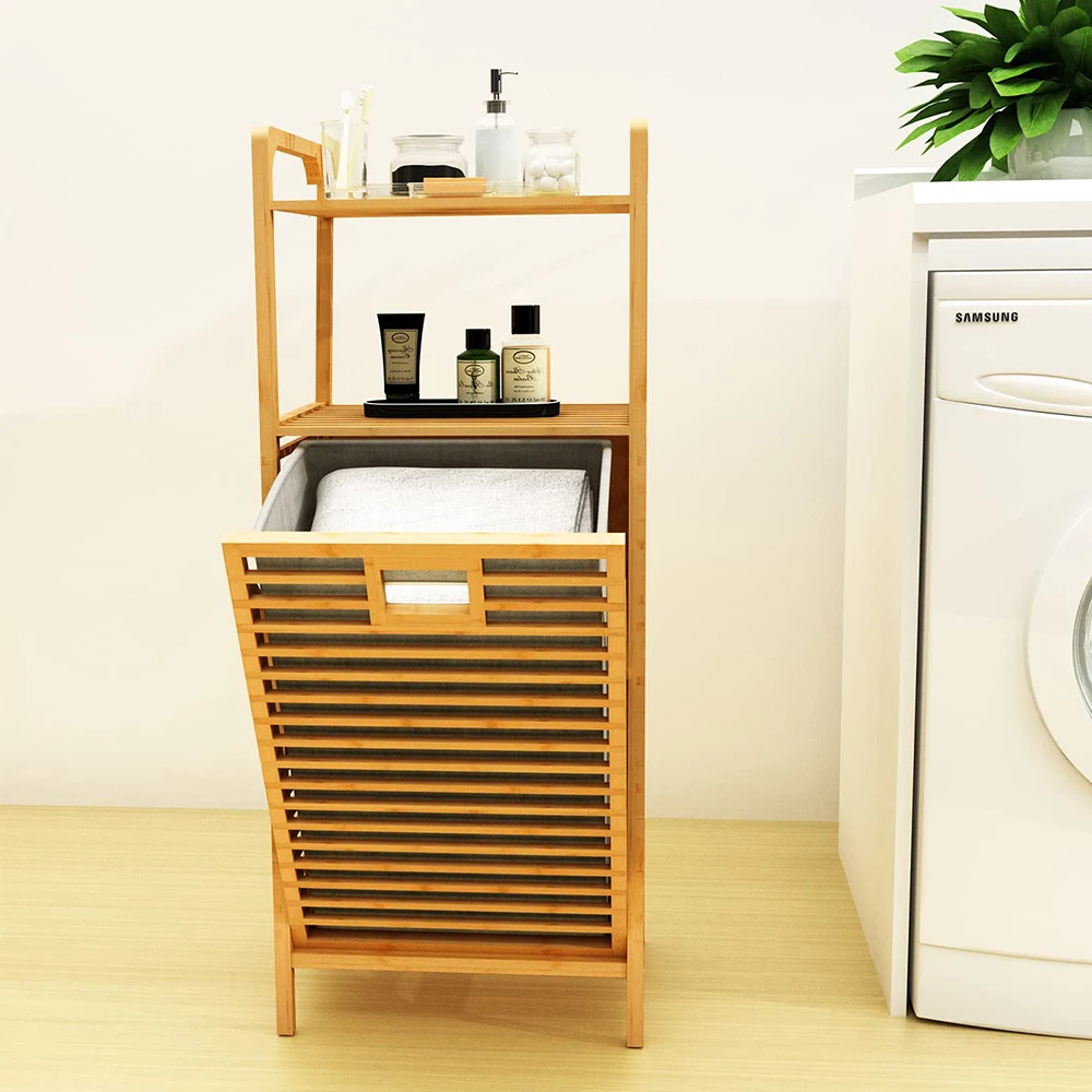Hot sale High Capacity Wooden Bamboo Laundry Basket with Handles and Legs