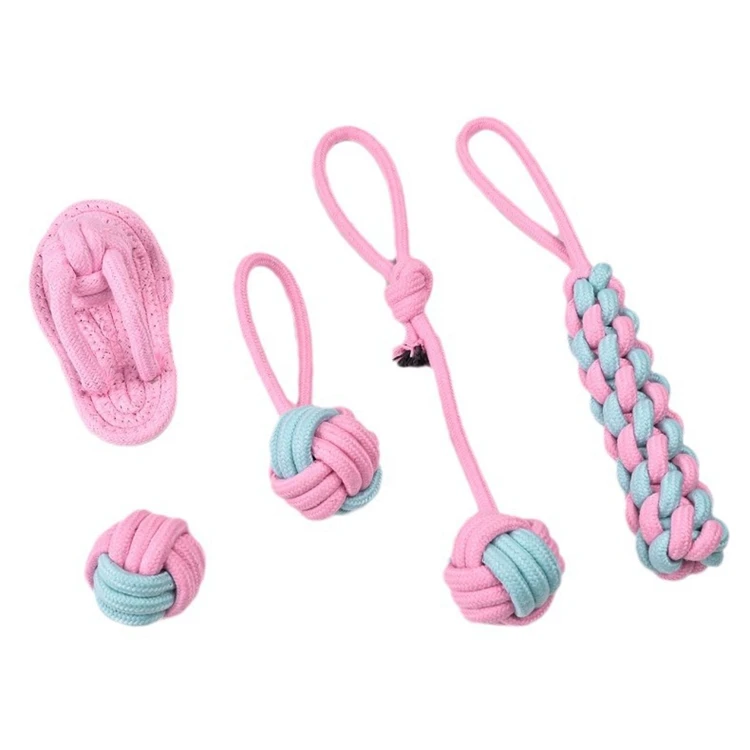 Wholesale Pink Eco- Friendly Soft Latex Dog Toy Pet Training Toys Dog Rope and TugToys