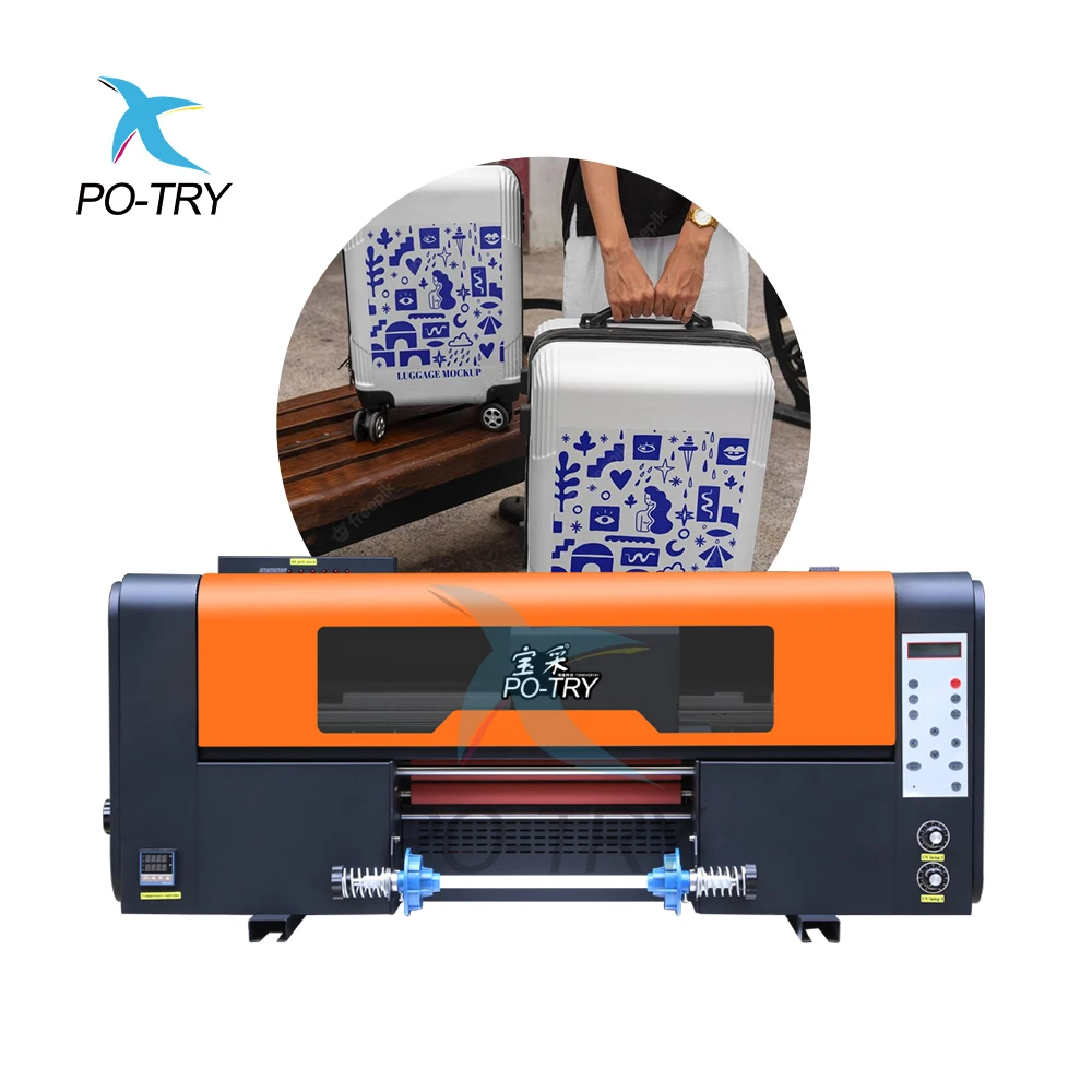 Po-try High Speed 3 XP600 Print head Uv Dtf Film Printer All In One 2 in 1 a3 30cm Roll Uv Dtf Sticker Printer With laminator