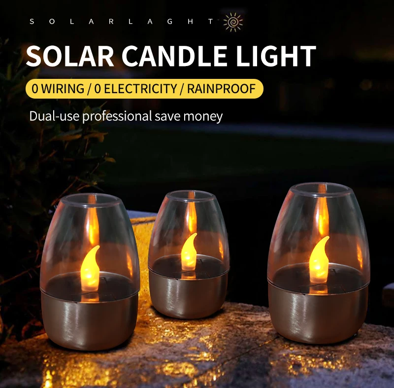 Wholesale Solar Powered LED Flameless Candle Tea Lights Home Decoration Table Candlelight Sensor Waterproof LED Candle Light