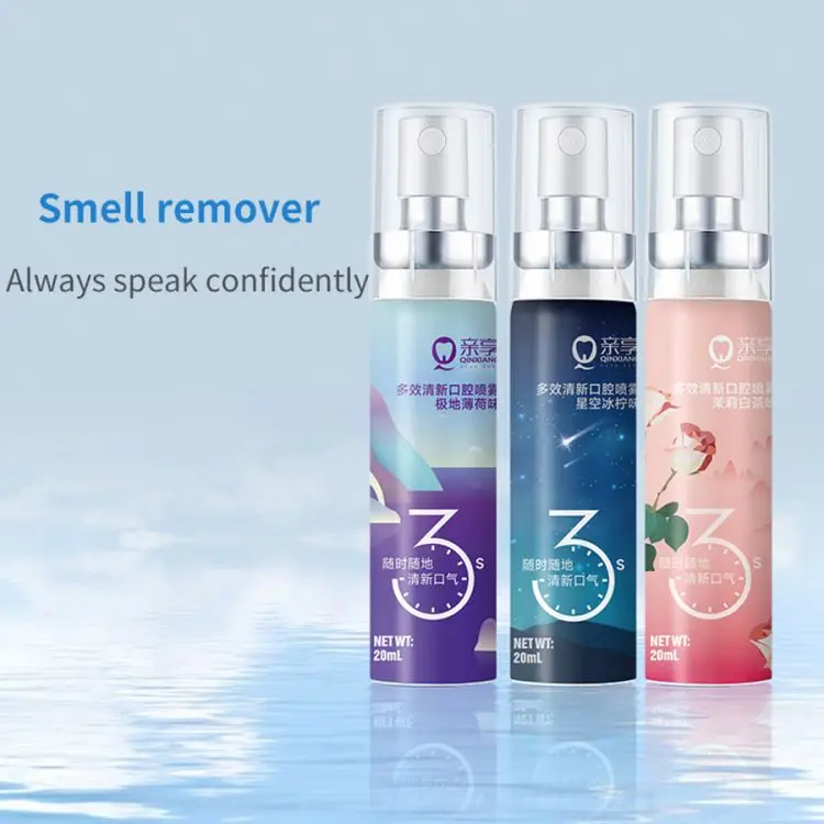 Oral cleaning spray for fresh breath portable
