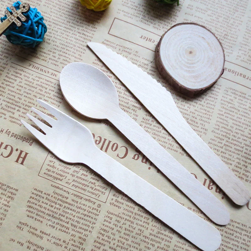 Natural biodegradable bulk birch wood spoon/forks/knives disposable wooden cutlery