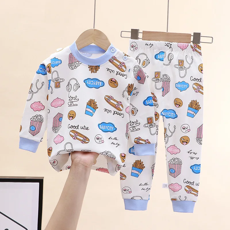 Stock clearance  Kids Toddler Boys Pajamas 2 Piece Pjs Top and Pants Set 100% Cotton Sleepwear Nightwear  kids boys