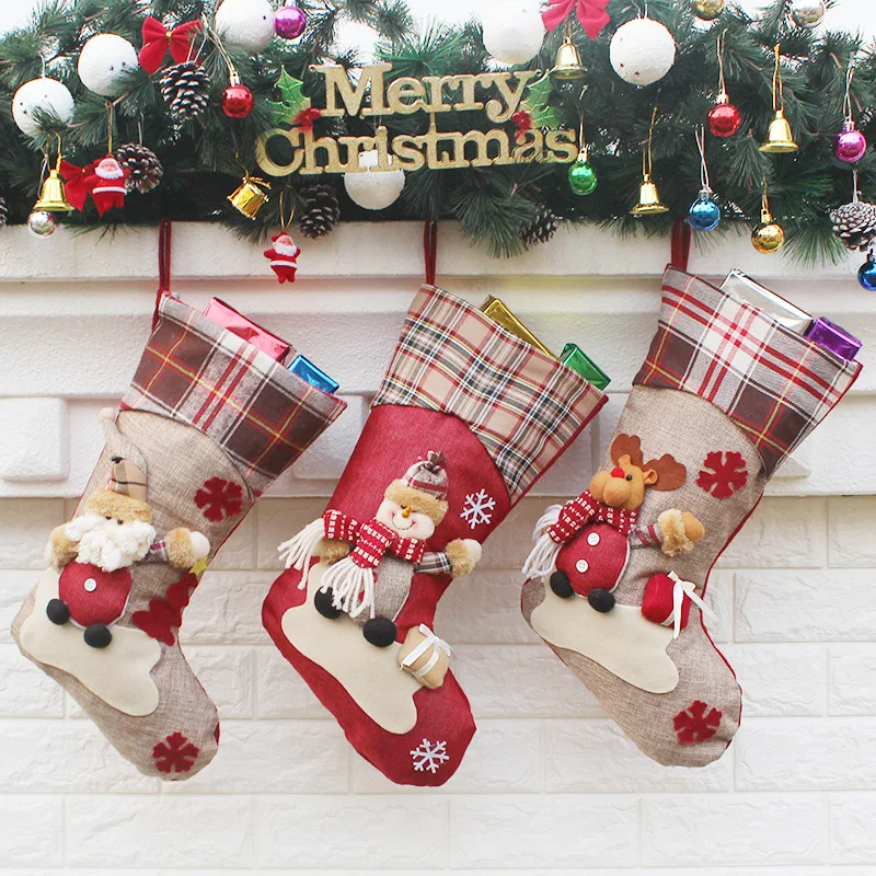 
Wholesale Christmas stocking holiday gifts home furnishings personal sublimation Christmas stocking bag 