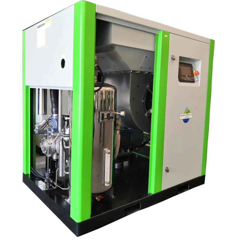 Low Noise 15kw 20hp 8bar Water Lubrication Oil Free Screw Air Compressor For Sale