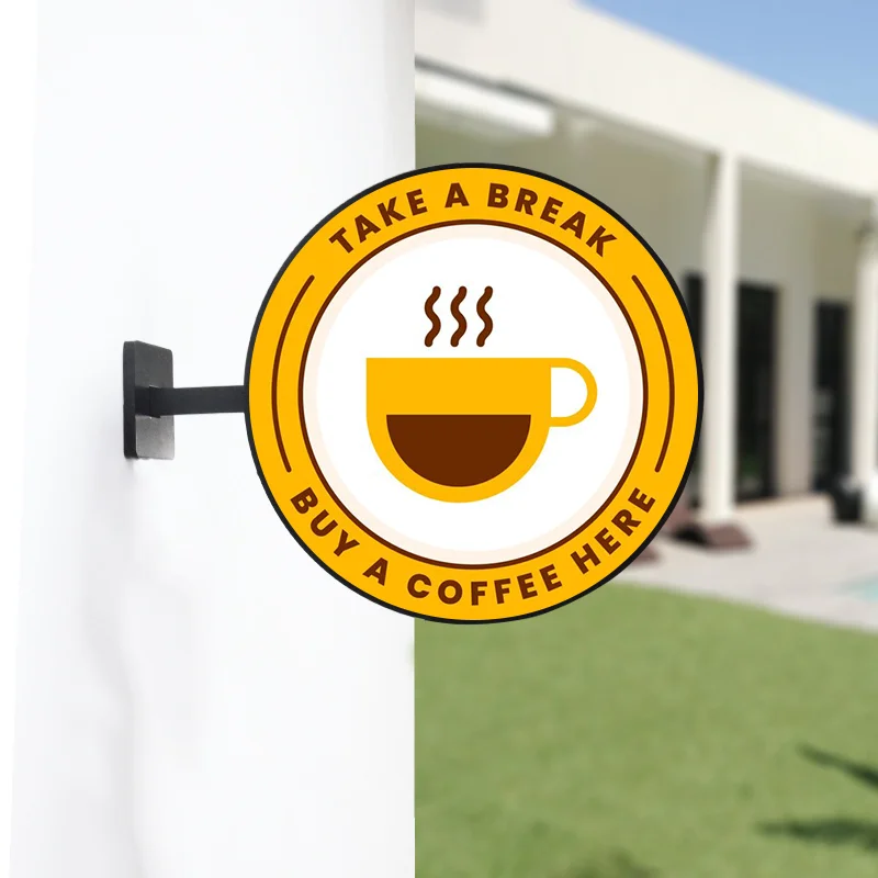 Double Sided Circular Acrylic Lightbox Outdoor Billboard Customized for Milk Tea Shop Storefront Hanging LED Sign Customization