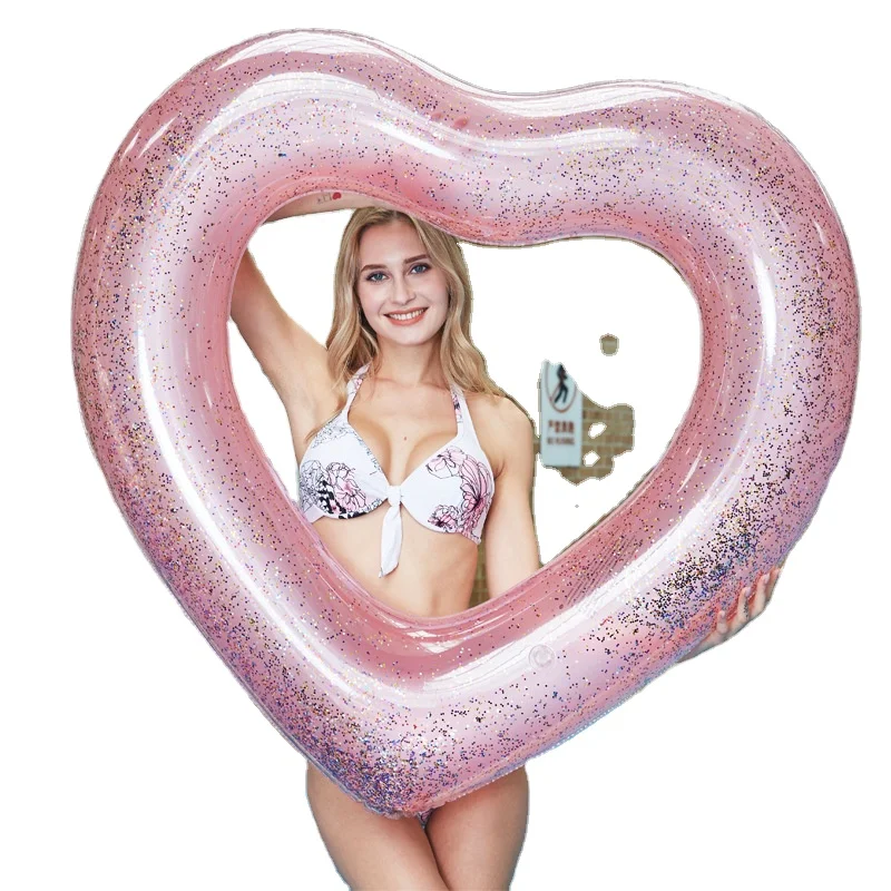 Надувное кольцо-поплавок, оборудование для игр в воде, виниловые поплавки в форме сердца для бассейна, игрушки для пляжа, озера, отпуска