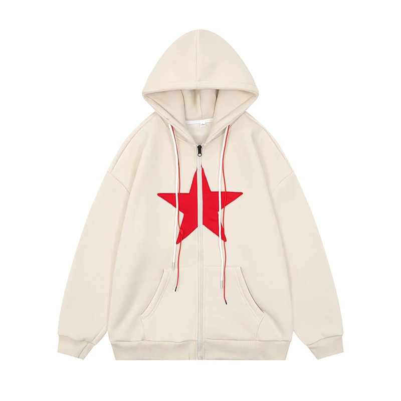 ANSZKTN ANSZKTN Logo Plus Size Face Covering Fleece Cotton Full Zip Hoodie With Sweatshirt