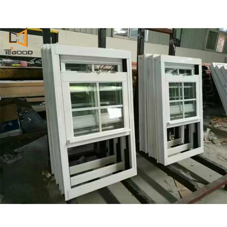 Tegood  easy clean double tilting Manual lifting aluminum double hung windows for ventilation