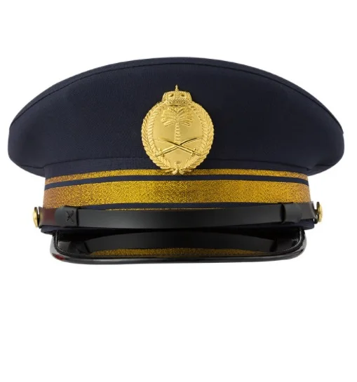 Black color Saudi Arabia Tactical Peak Cap with Badge for Ceremony