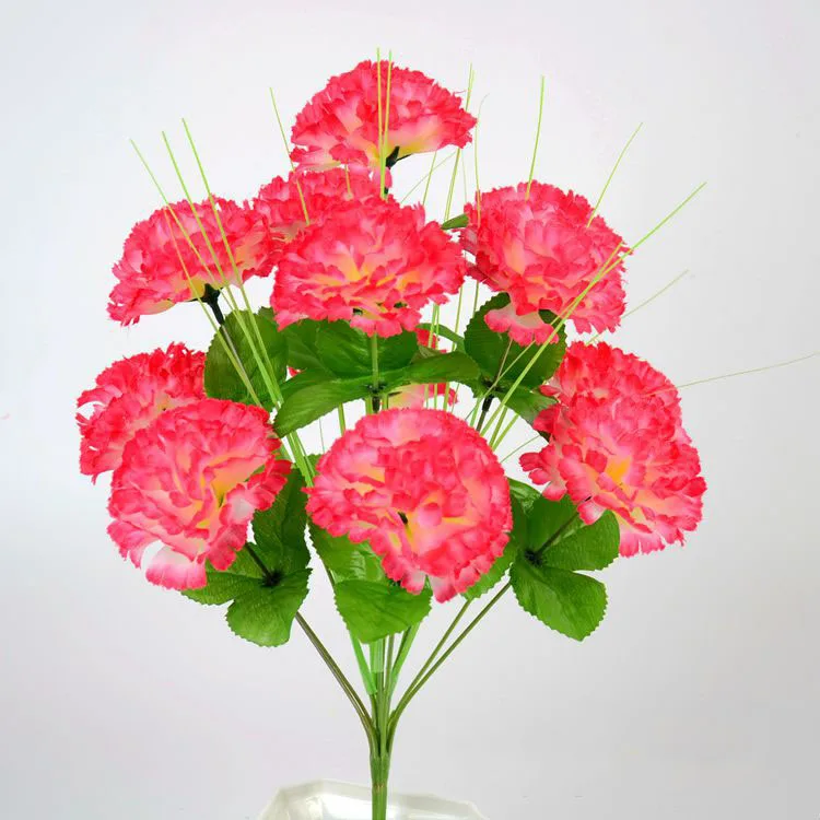 Sevenstar Wholesale Cheap Artificial Carnation Flower Bouquet 12 Heads Fabric Funeral Flower Decorative Flowers and Plants