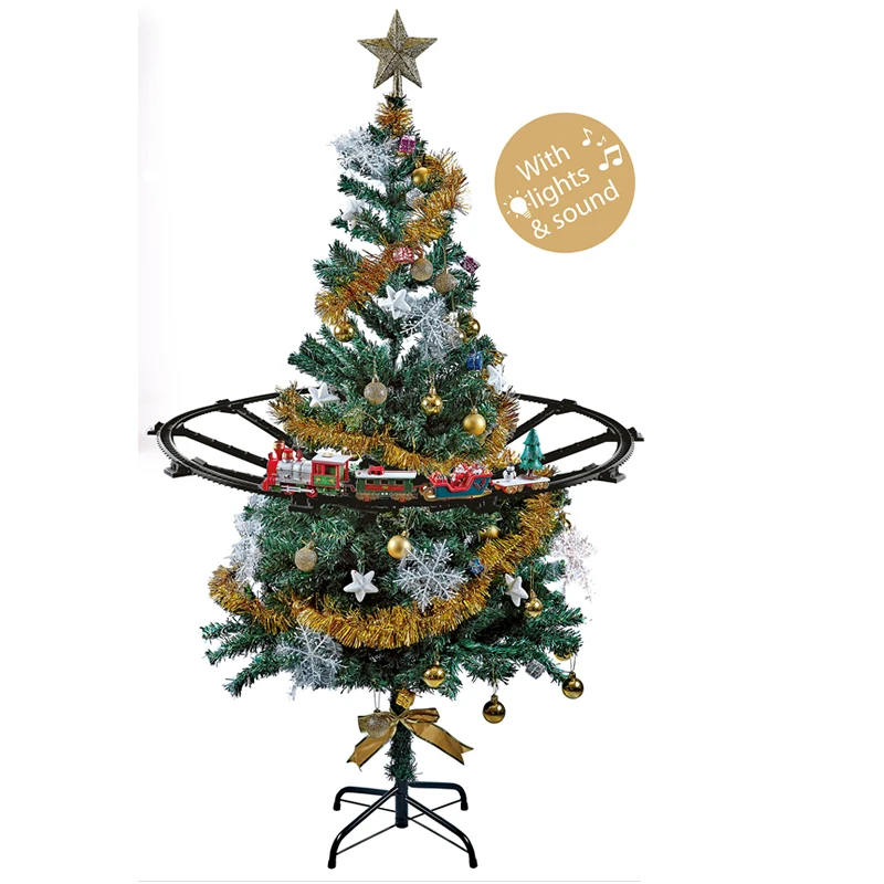 Can be hung on the christmas tree decorations electric train railway track toy christmas railway train toy with light and sound