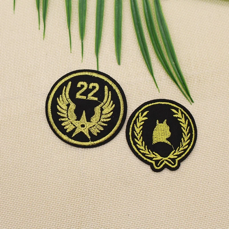 custom embroidered patches logo defender woven badges  for clothes