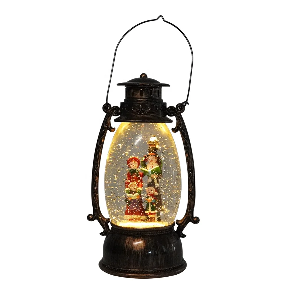 New christmas indoor ornament LED acrylic oval water ball christmas lantern with choir inside