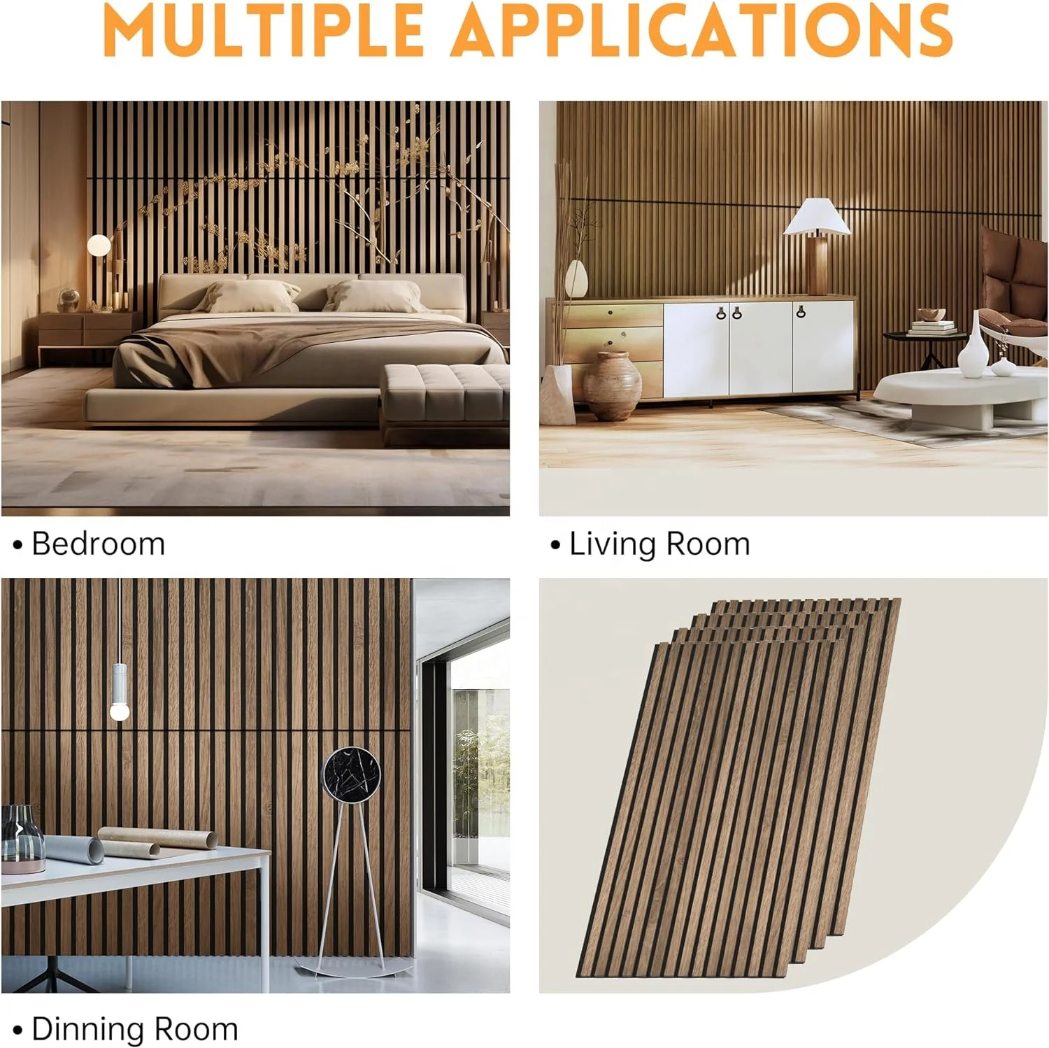 Home Cinema Easy DIY Fluted Acoustic Wall Panel Natural Walnut Veneer MDF Slat Sound Insulation Panel for Wall and Ceiling