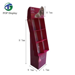 Supermarket Shelf Cosmetics Display Rack Lattice Pink Customized Cardboard Display