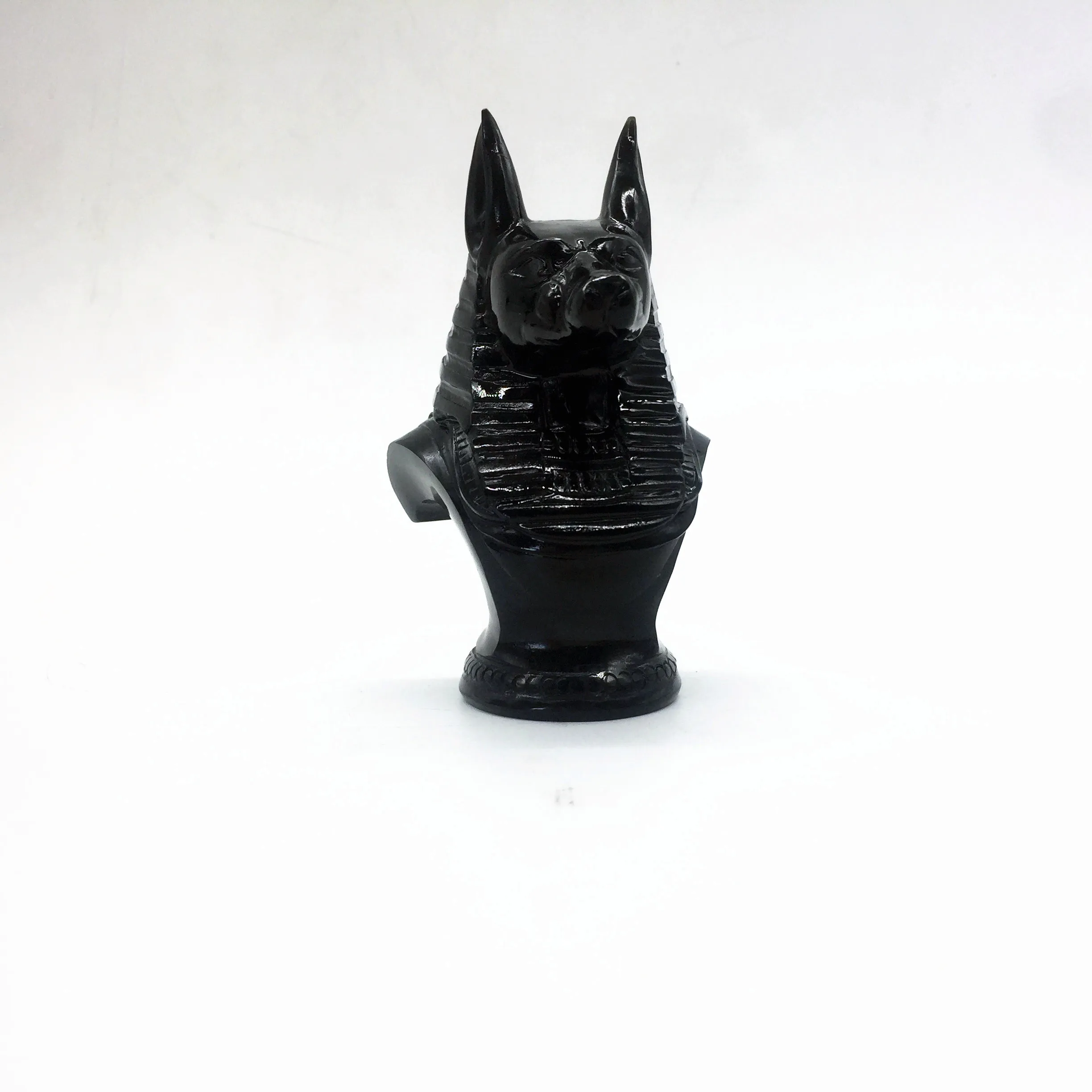 New Product Egyptian God Anubis Busto Statues Hand Carved Black Obsidian Folk Crafts Art Sculpture Crystal Crafts For Collection