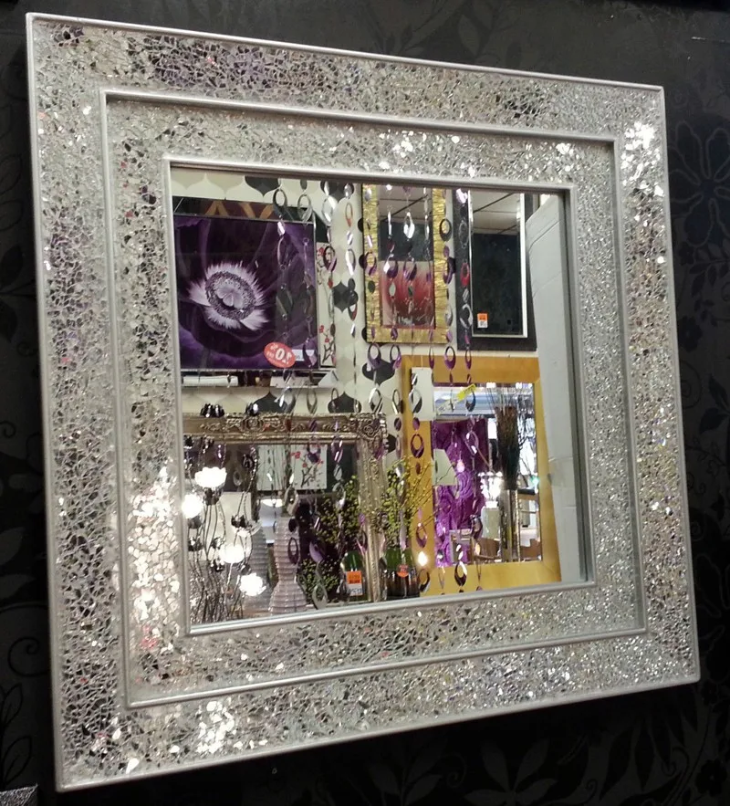 Wholesale High Quality Customized classical Shiny Crackle Mosaic gilding Frame Mirror Wall Decor Mirrors