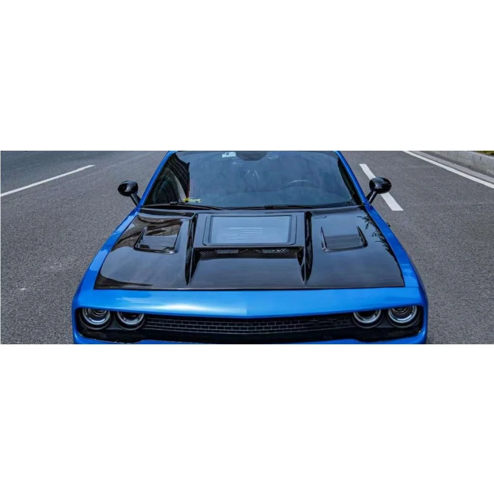 C стиль углеродное волокно передняя крышка капота со стеклом подходит для Dodge Challenger 2008-крышка двигателя высокого качества