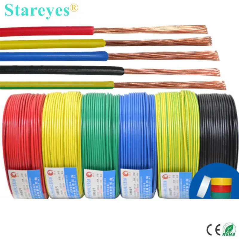 100 метров BVR бескислородный медный многожильный провод из ПВХ огнестойкий провод электрический кабель 1 2 4 5 7 10 13 15 17 18 AWG