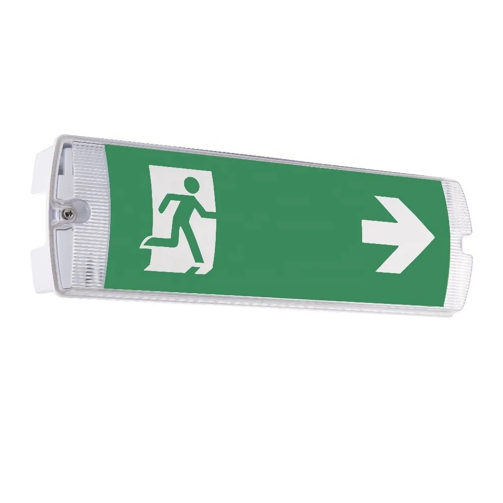 Customized EXIT Label Indoor LED Light Bulkhead Waterproof Emergency IP65 Lithium Battery Plastic SMD 5W 220V