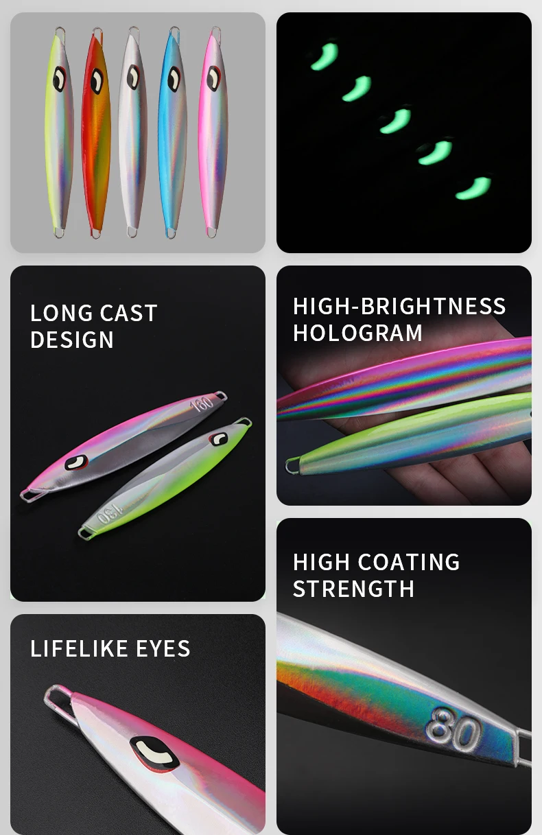 OEM ODM Fast Full Vertical Lead Jigging Lure 100g Good Laser Reflective Artificial Metal for Tuna Salmon Fishing Saltwater Lakes