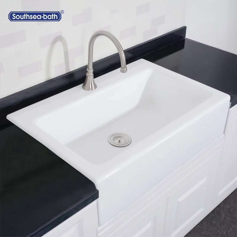 
Chinese supply 30 inch self-rimming cast iron apron sink 