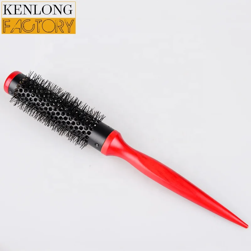 Small wood men hair brushes Professional aluminum Barrel Hair Styling Blow Drying Curling Brush wooden brush