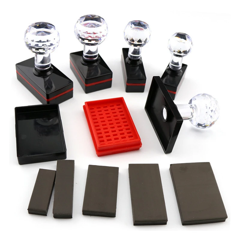 HB Series Custom Any Sizes Pre Inked Stamp Crystal Handle Photosensitive Office Flash Stamps