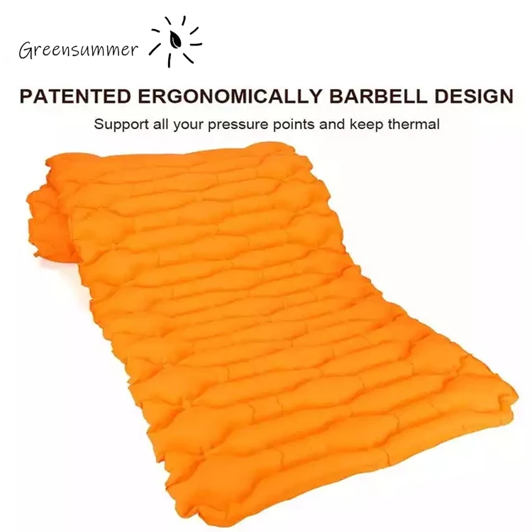 
Widen dumbbell design inflatable waterproof sleeping pad folding fast beach mattress light camping mat hiking outdoor air bed 