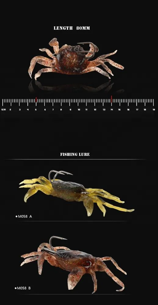 Artificial Fishing Lure Baits Soft Crab Fish Baits with Hook for Freshwater Saltwater Minnow Trout Perch Fishing
