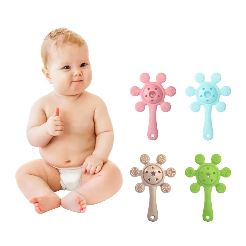 custom logo Colorful Silicone Baby Rattle and Ferris Wheel Teething Toy for Grasping Training Safe Age Appropriate
