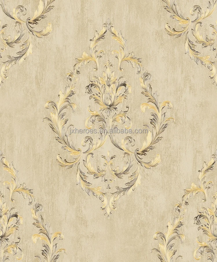 Classic European Style Non Woven Damask Wallpaper For Wall