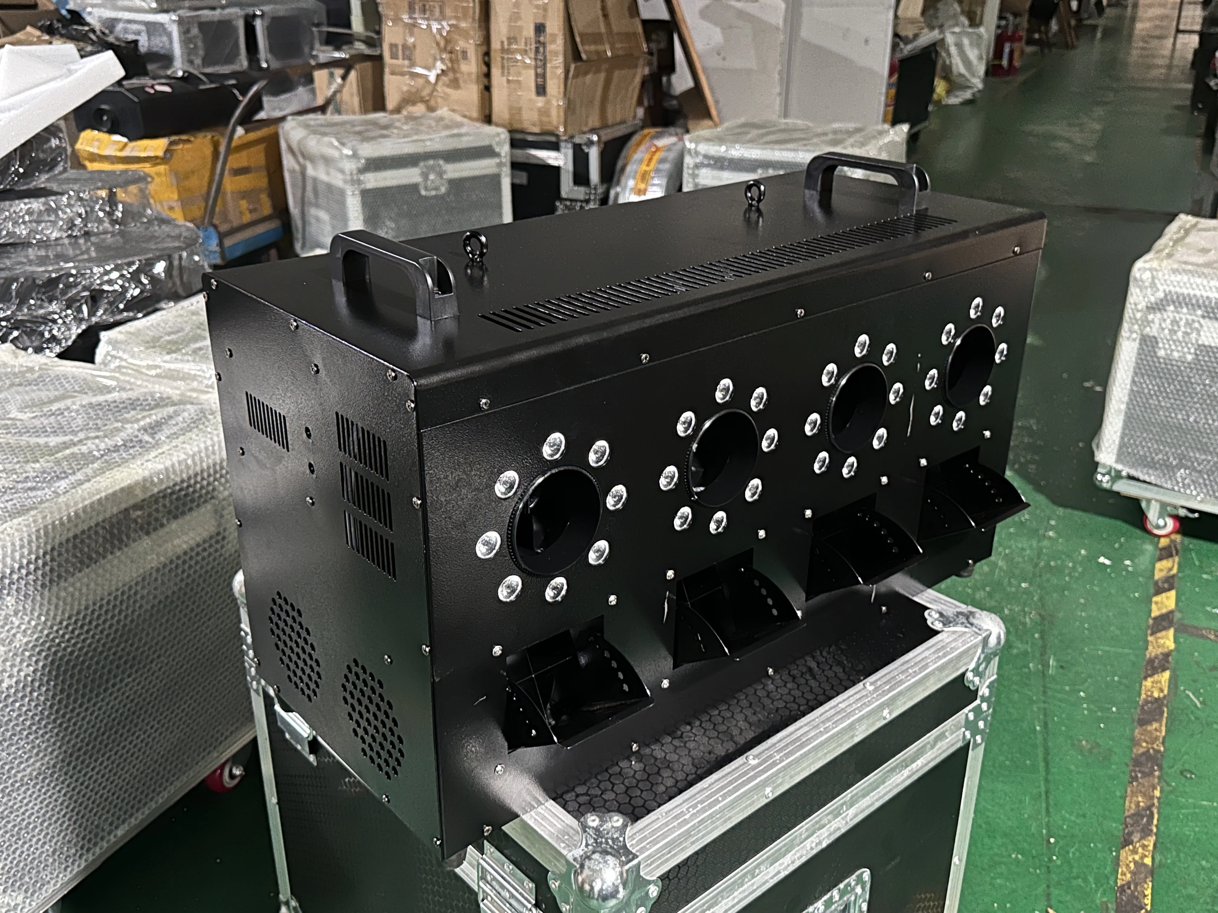 LED Stage Smoke Bubble Machine Special Effects Performance for Weddings and Large Events Four-Wheel Hole Bar Decorations