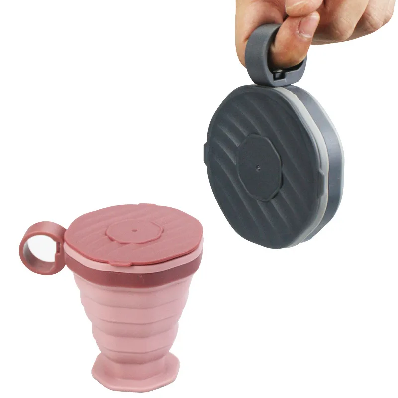 Multifunctional Collapsible Silicone Coffee Cup Portable Travel Cup Camping Silicone Foldable Cup With Lid