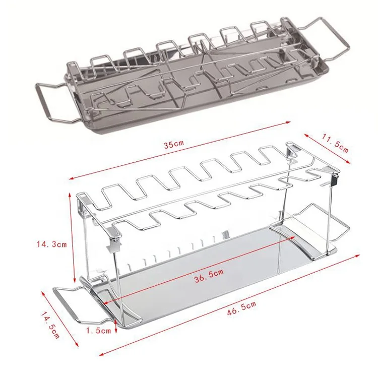 
2021 NEW 430 tray BBQ outdoor tool Folded stainless steel chicken leg rack grill 
