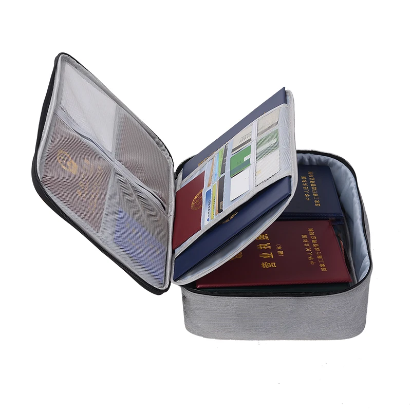 Double Layers Waterproof Travel Certificate File Pack Business Style Document Storage Bag