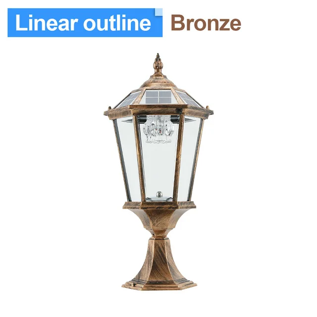 solar outdoor garden retro decorative metal gate post pillar light lamp for villa