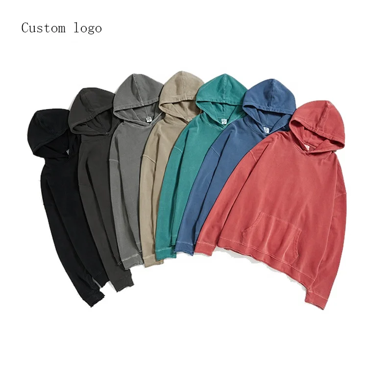 CUSTOM blank 100% cotton acid washed hoodie High Street Series Washing old oversized hoodie stone washed vintage hoodie