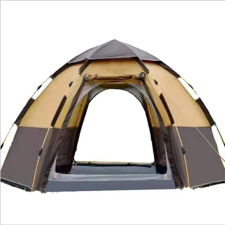 Newest Automatic Multi Person Double Decker 3-5 People Hexagonal Tent Outdoor Camping Rainproof Fast Opening Tent For Outdoor Ca