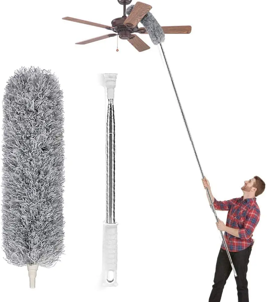 Telescopic Pole High Ceiling Fan Dust Cleaning Chenille Blinds Cleaning Cobweb Microfiber Duster